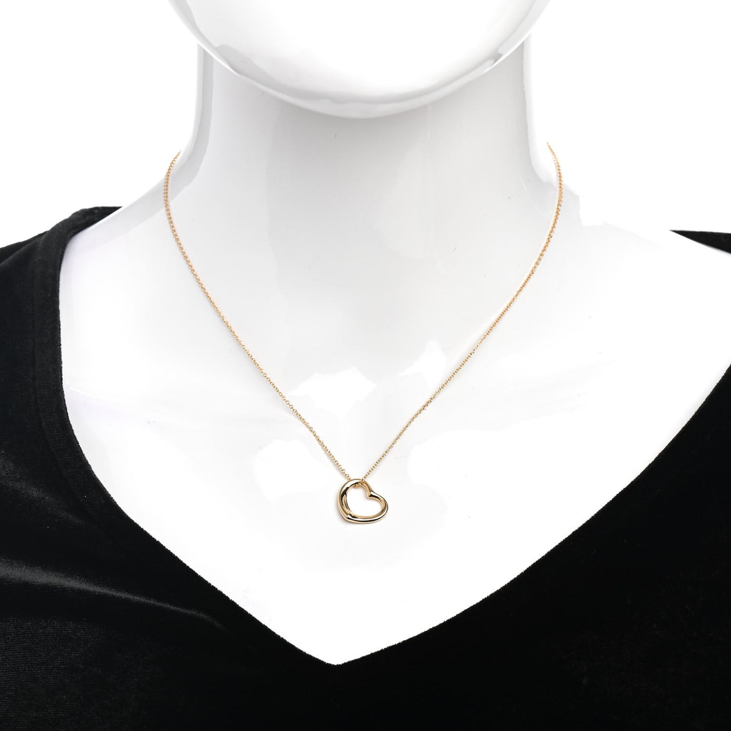 18K Yellow Gold 14mm Elsa Peretti Open Heart Pendant Necklace