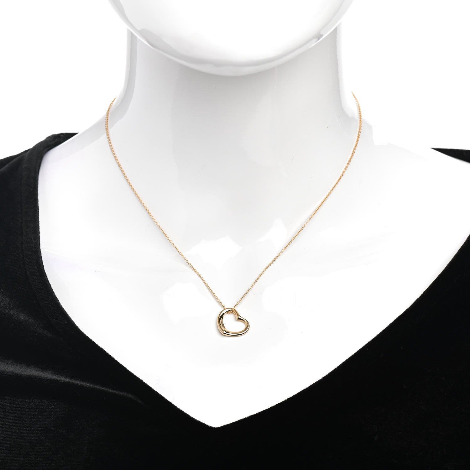 Tiffany 18K Yellow Gold 14mm Elsa Peretti Open Heart Pendant Necklace 2 of 4