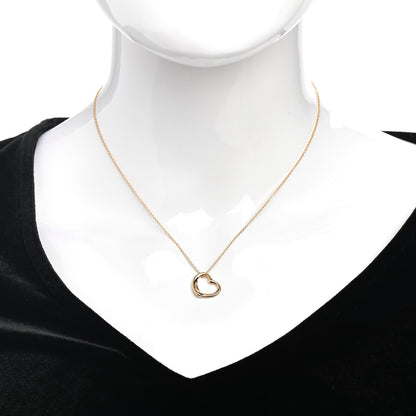 Tiffany 18K Yellow Gold 14mm Elsa Peretti Open Heart Pendant Necklace 2 of 4