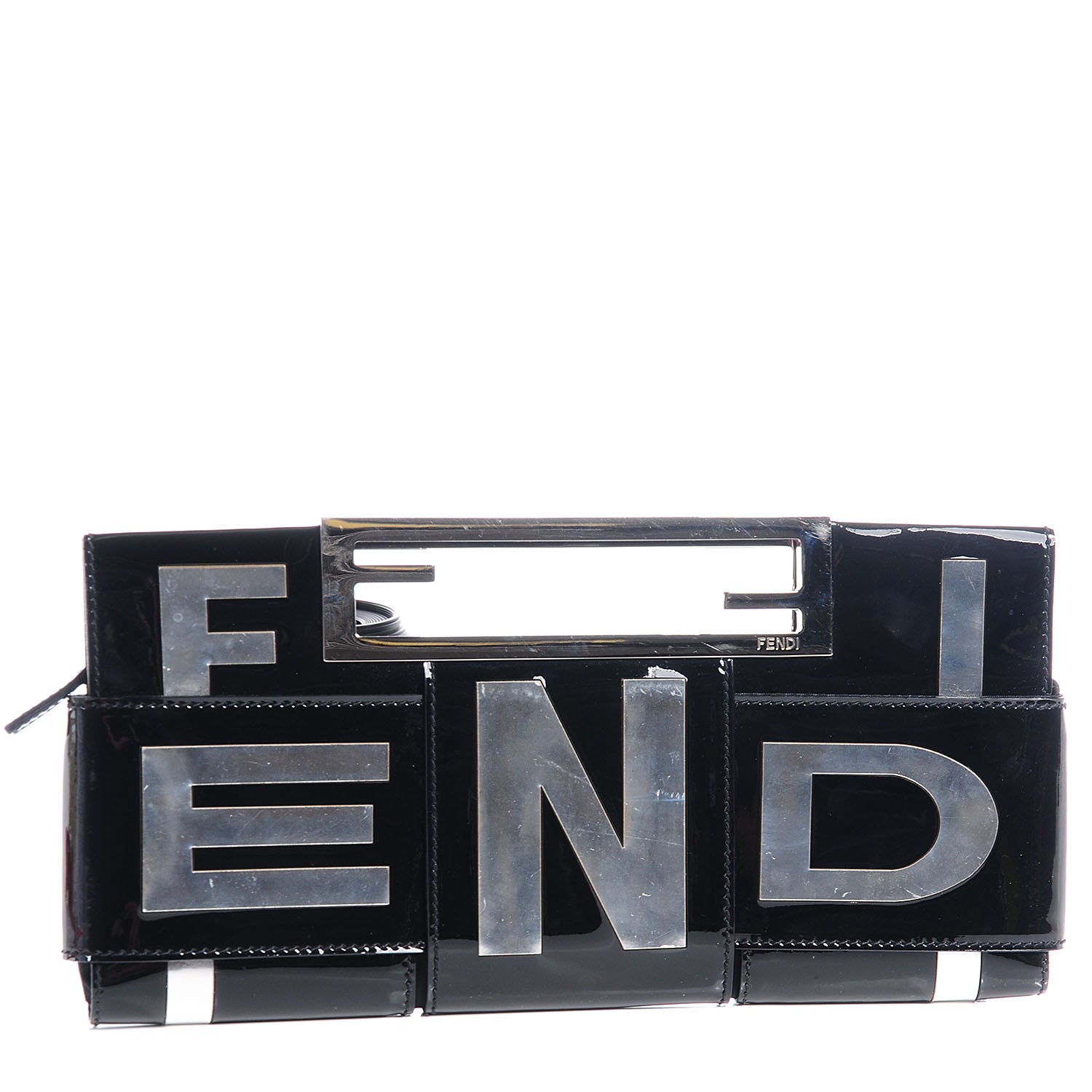 Fendi Patent Crossword Clutch Black 1 of 10