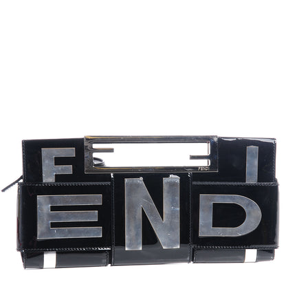 Fendi Patent Crossword Clutch Black 1 of 10