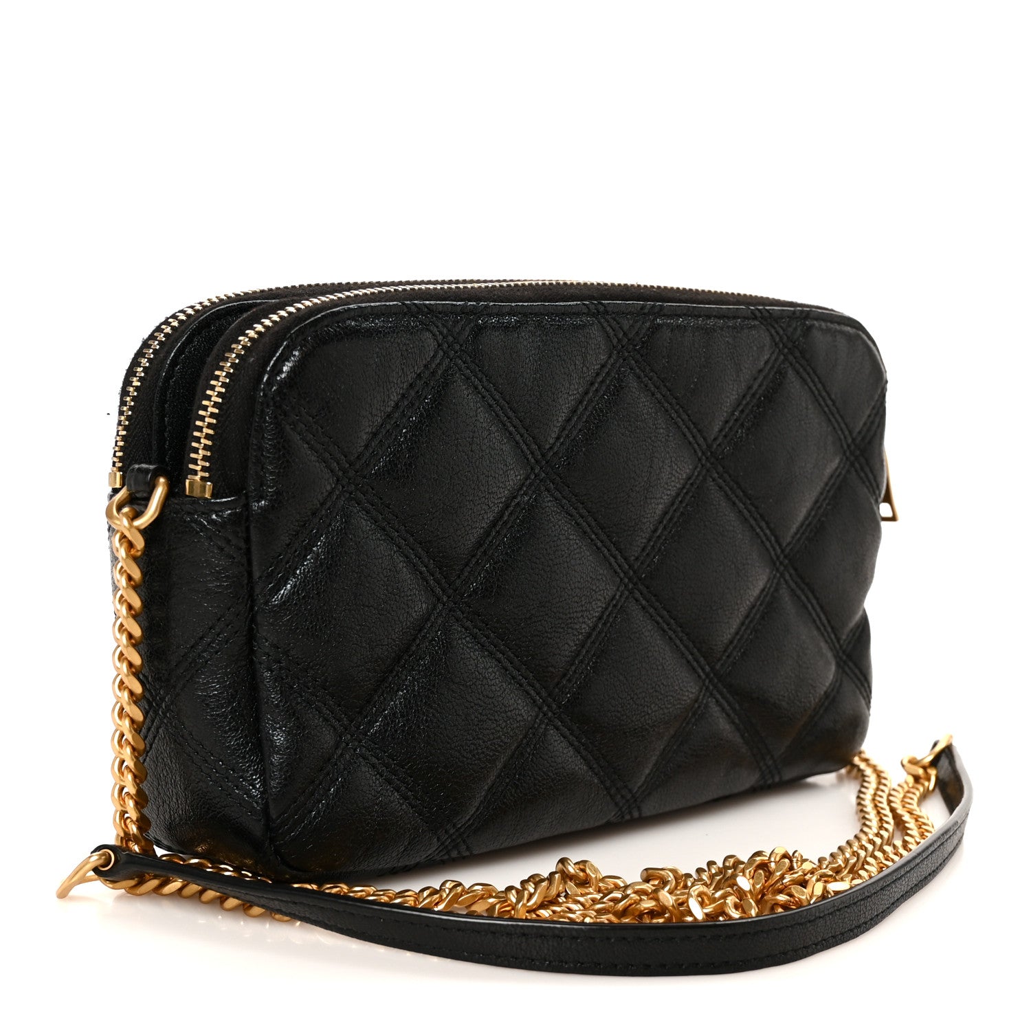Saint Laurent Grained Lambskin Quilted Mini Becky Double Zip Bag Black 3 of 12