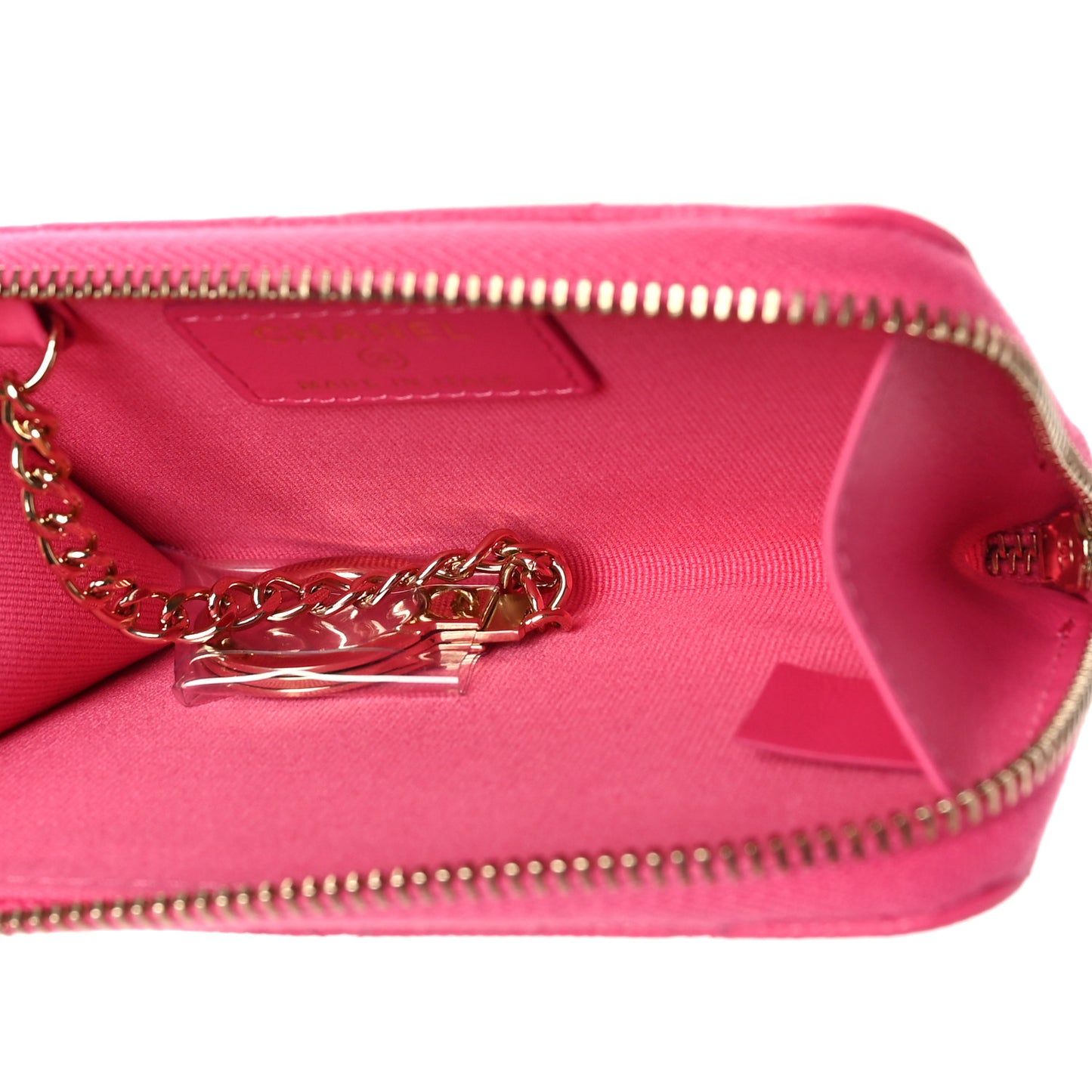 Caviar Quilted Zipped Key Holder Case Pink