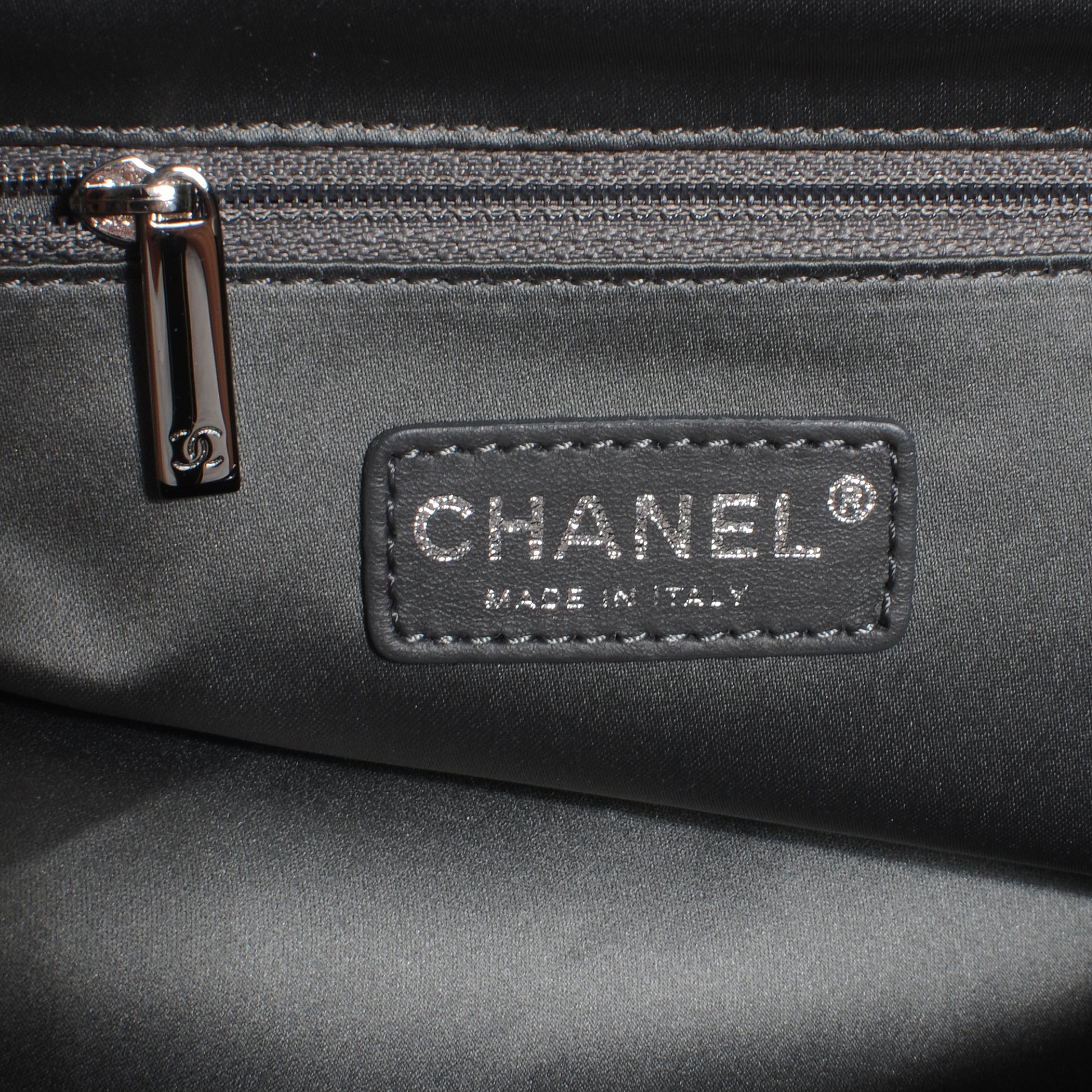 Chanel Leather Square Stitched Lax Shopping Tote Navy Blue 5 of 7