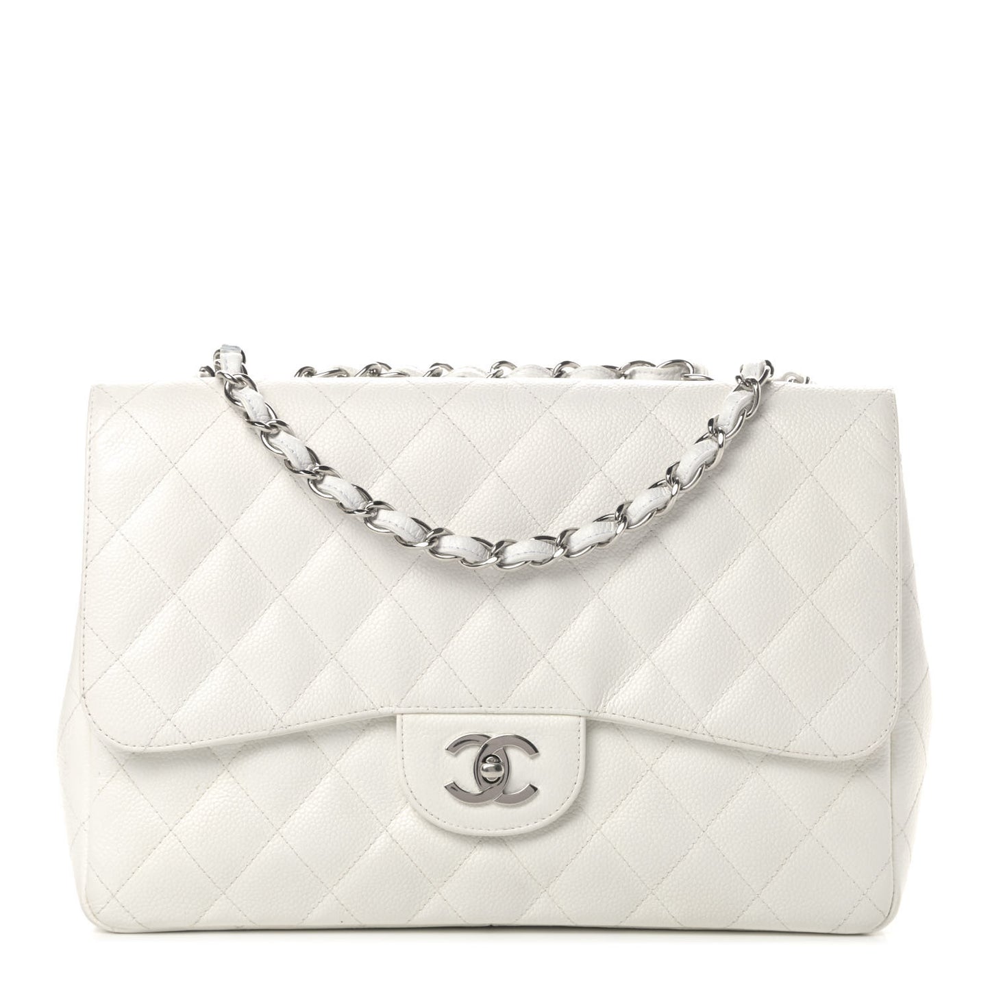Caviar Quilted Jumbo Single Flap White