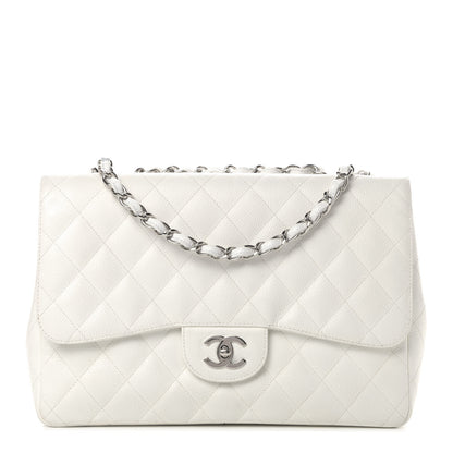 Chanel Caviar Quilted Jumbo Single Flap White 1 of 6