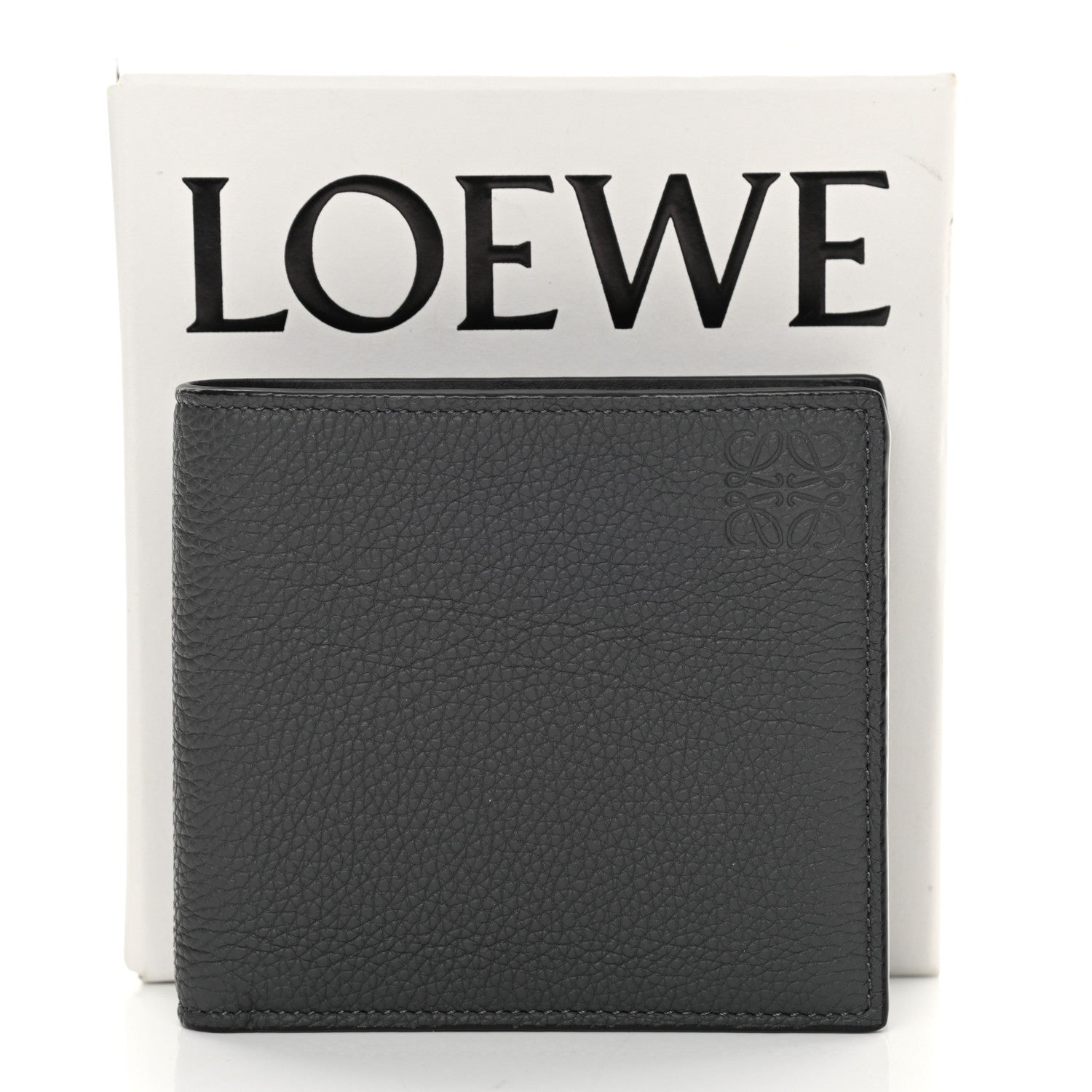 Loewe Grained Calfskin Bi-fold Wallet Grey Black 9 of 9