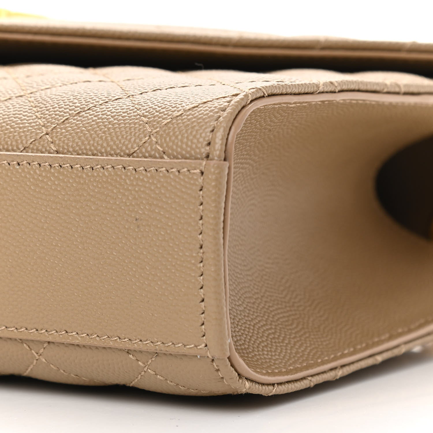 Saint Laurent Grain De Poudre Textured Mixed Matelasse Medium Triquilt Monogram Satchel Dark Latte 11 of 12