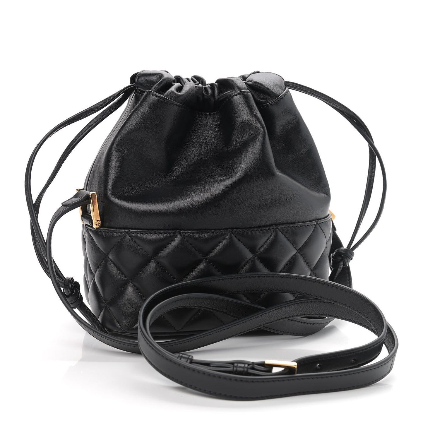 Nappa Quilted Medusa Bucket Bag Black