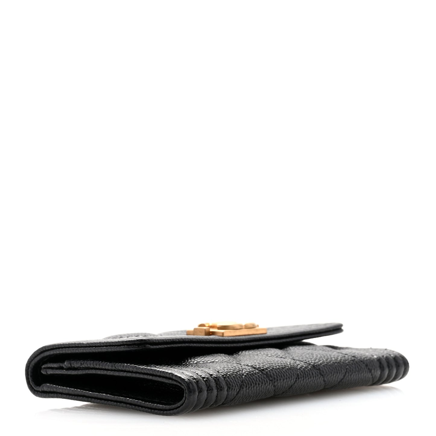 Caviar Quilted Boy Flap Card Holder Black
