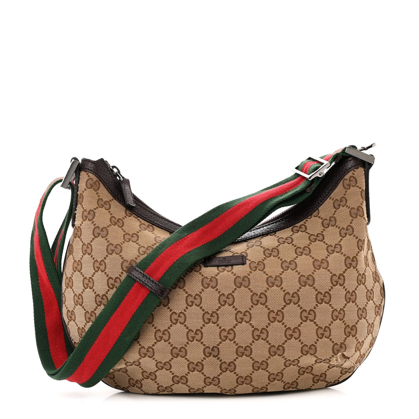 Monogram Web Medium Half Moon Hobo Dark Brown