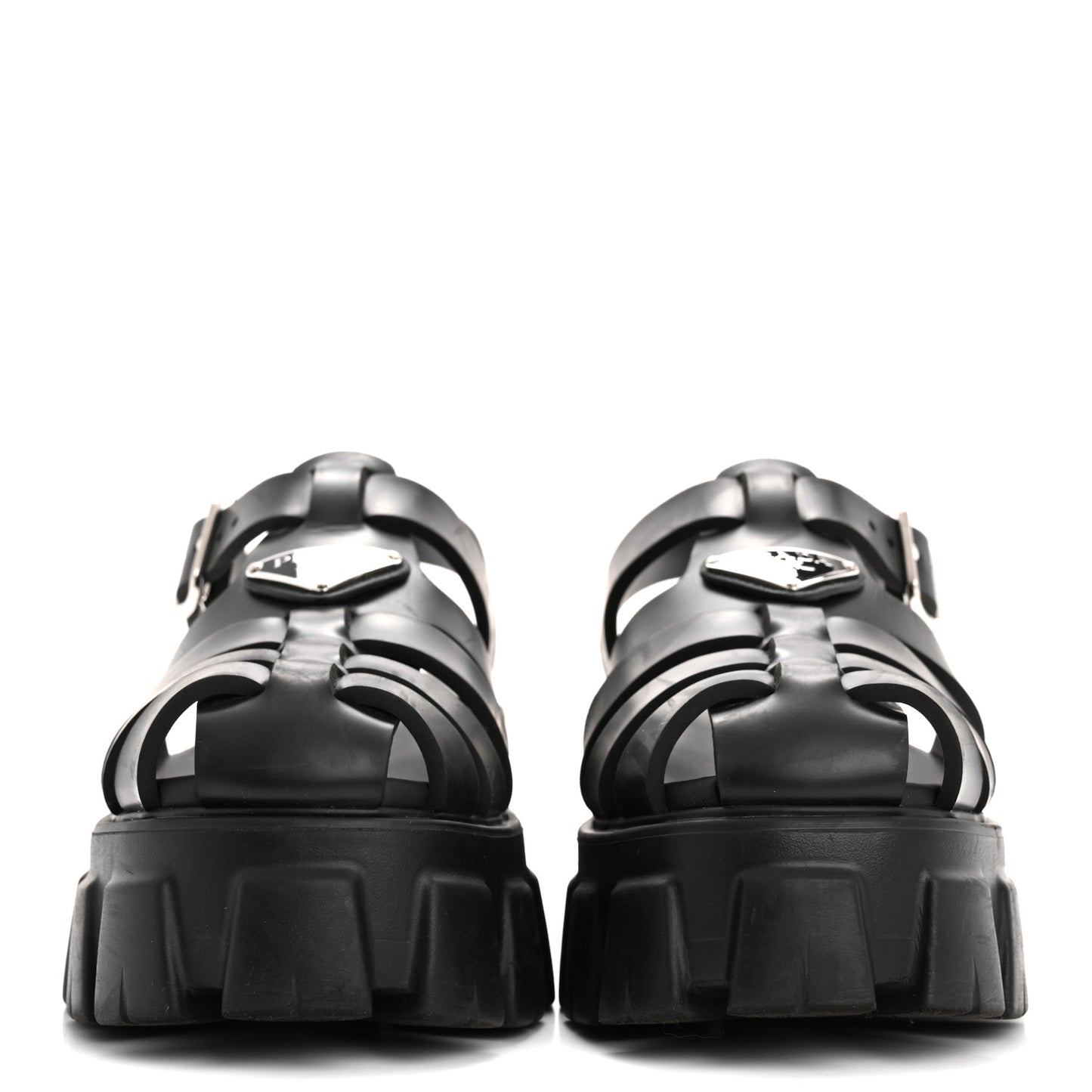 Foam Rubber Triangle Logo Monolith 55mm Cage Sandals 38 Black