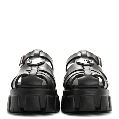 Prada Foam Rubber Triangle Logo Monolith 55mm Cage Sandals 38 Black 3 of 15