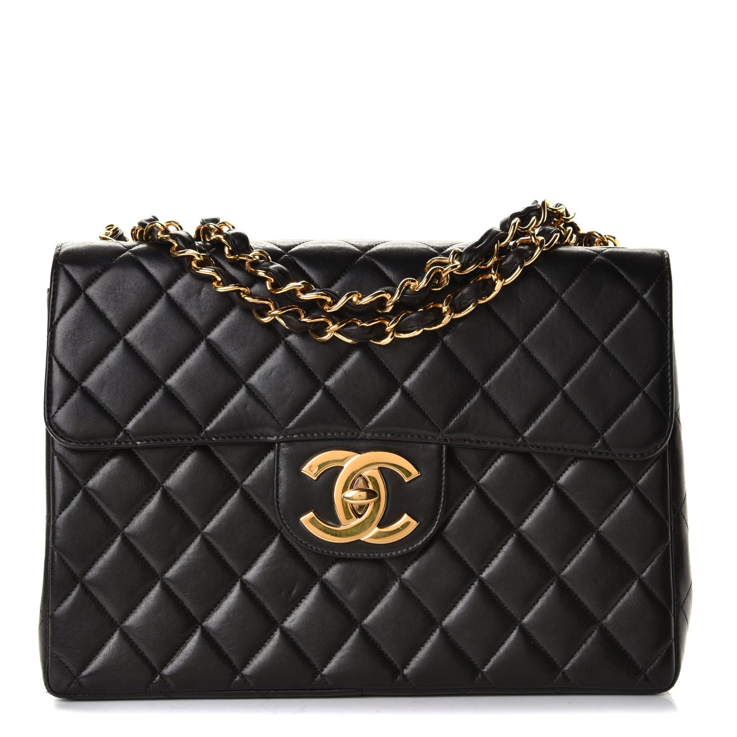 Chanel Lambskin Quilted XL Jumbo Single Flap Black 1 of 4