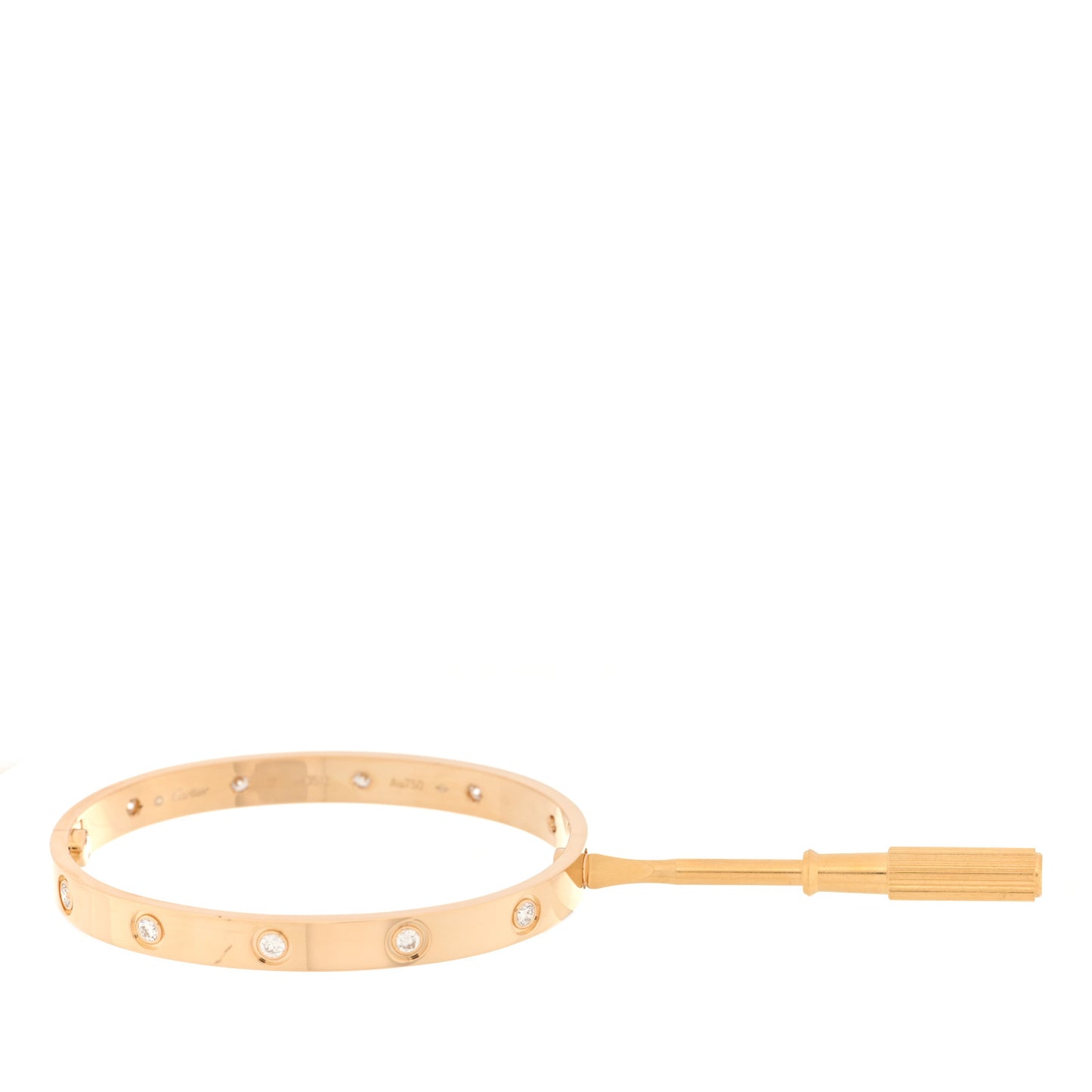 18K Yellow Gold 10 Diamond LOVE Bracelet 17