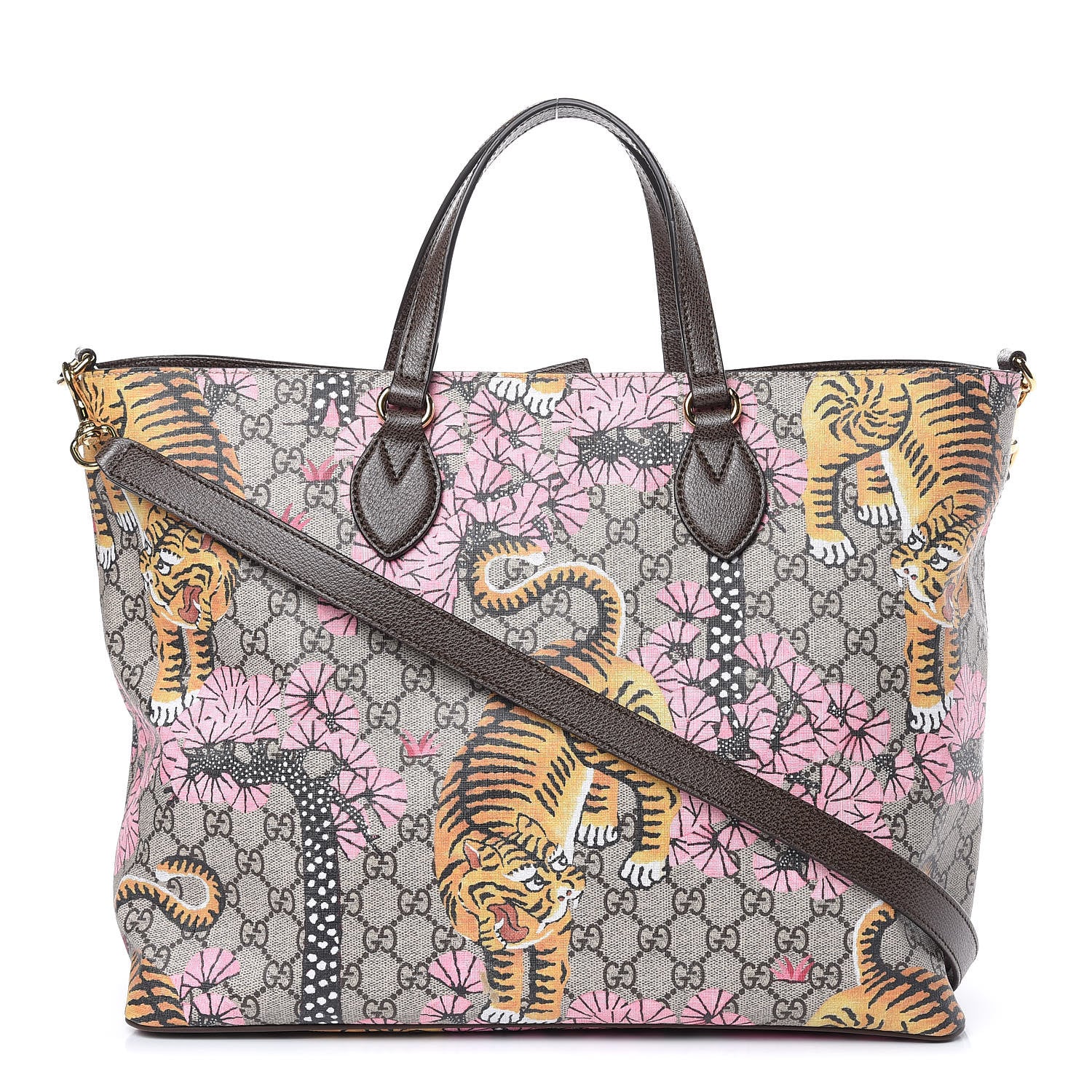 Gucci Soft GG Supreme Monogram Bengal Medium Crossbody Tote Beige Pink 1 of 10