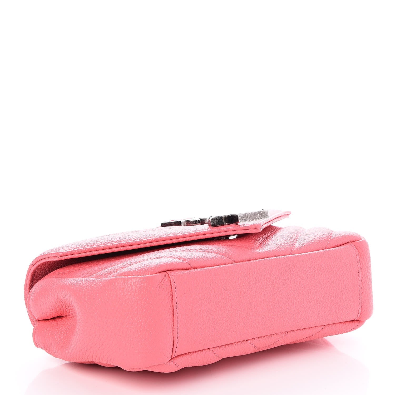 Saint Laurent Grained Calfskin Matelasse Chevron Classic Monogram Baby Chain Bag Coral Pink 4 of 6