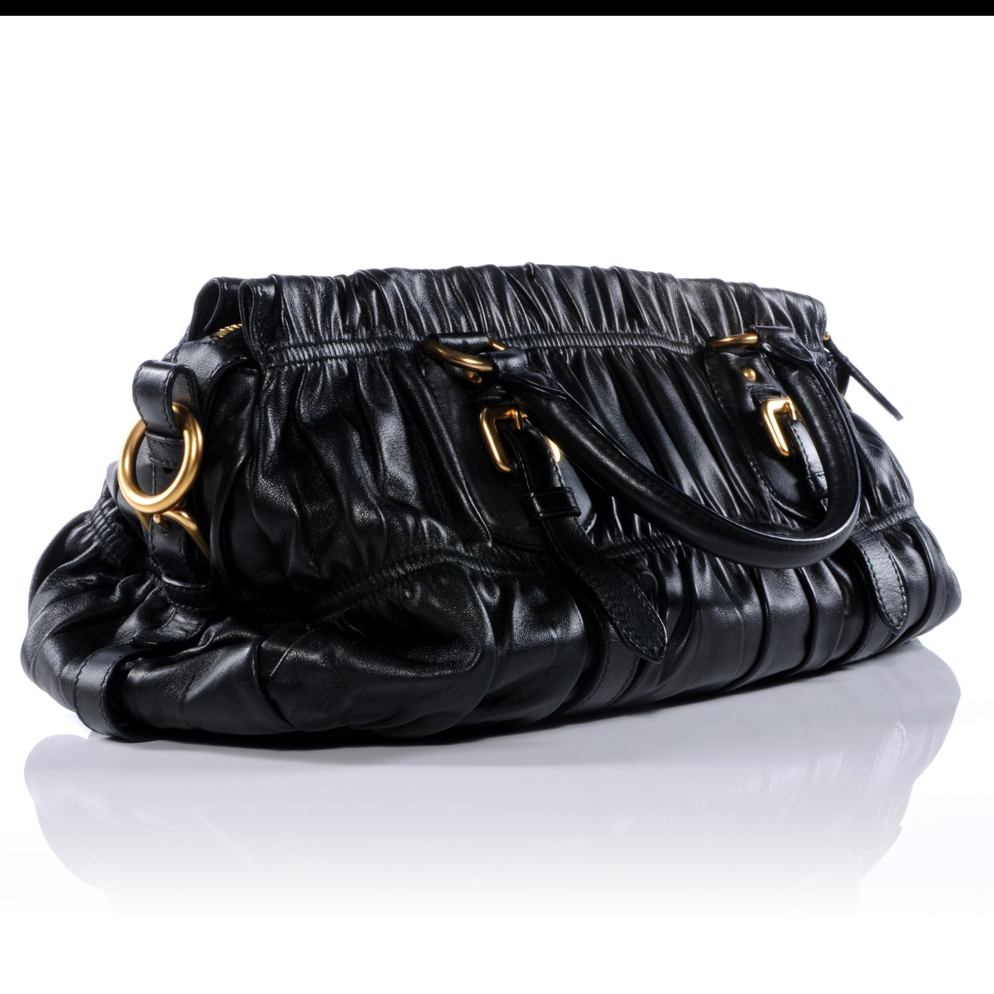 Nappa Leather Gaufre Handbag Nero Black