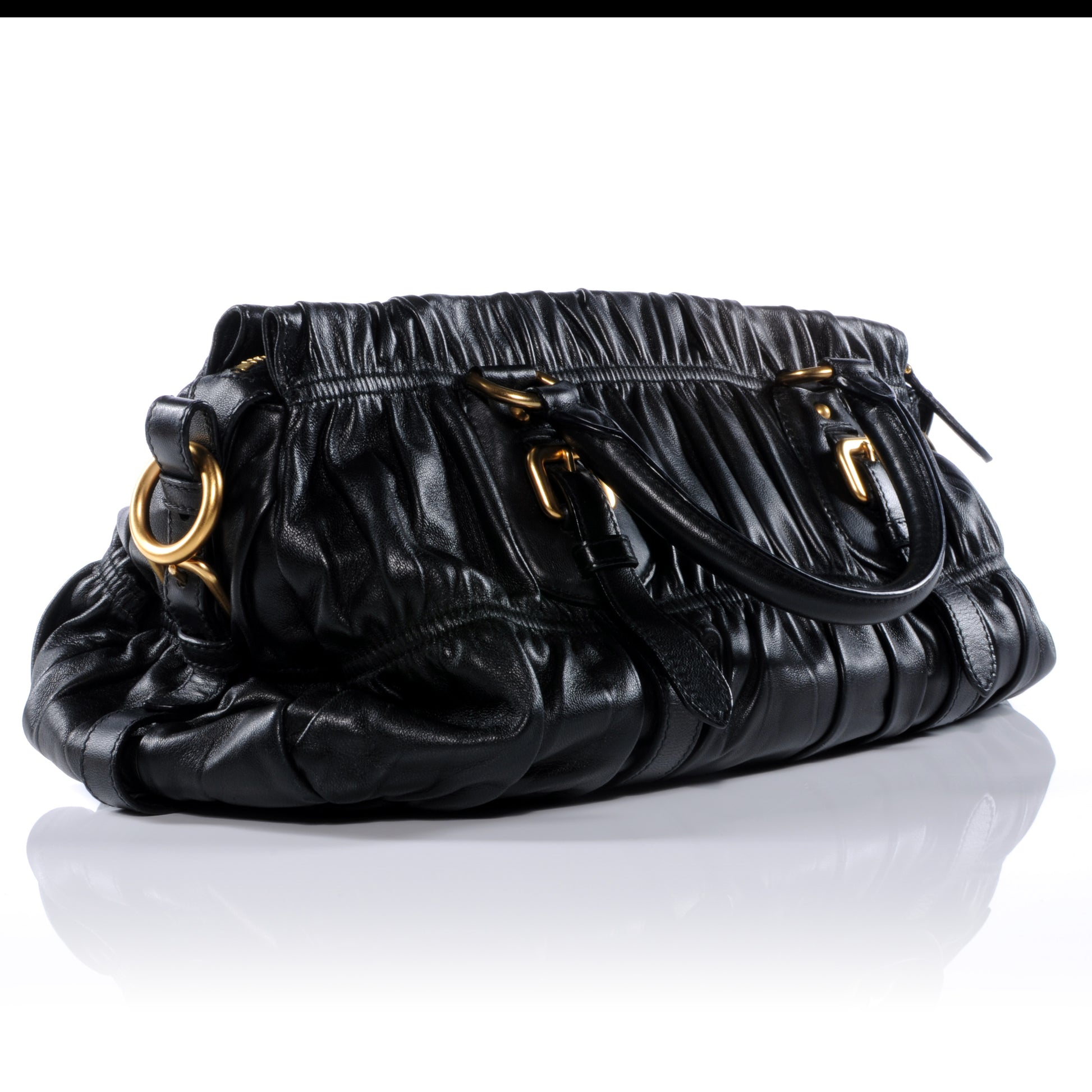 Prada Nappa Leather Gaufre Handbag Nero Black 4 of 8
