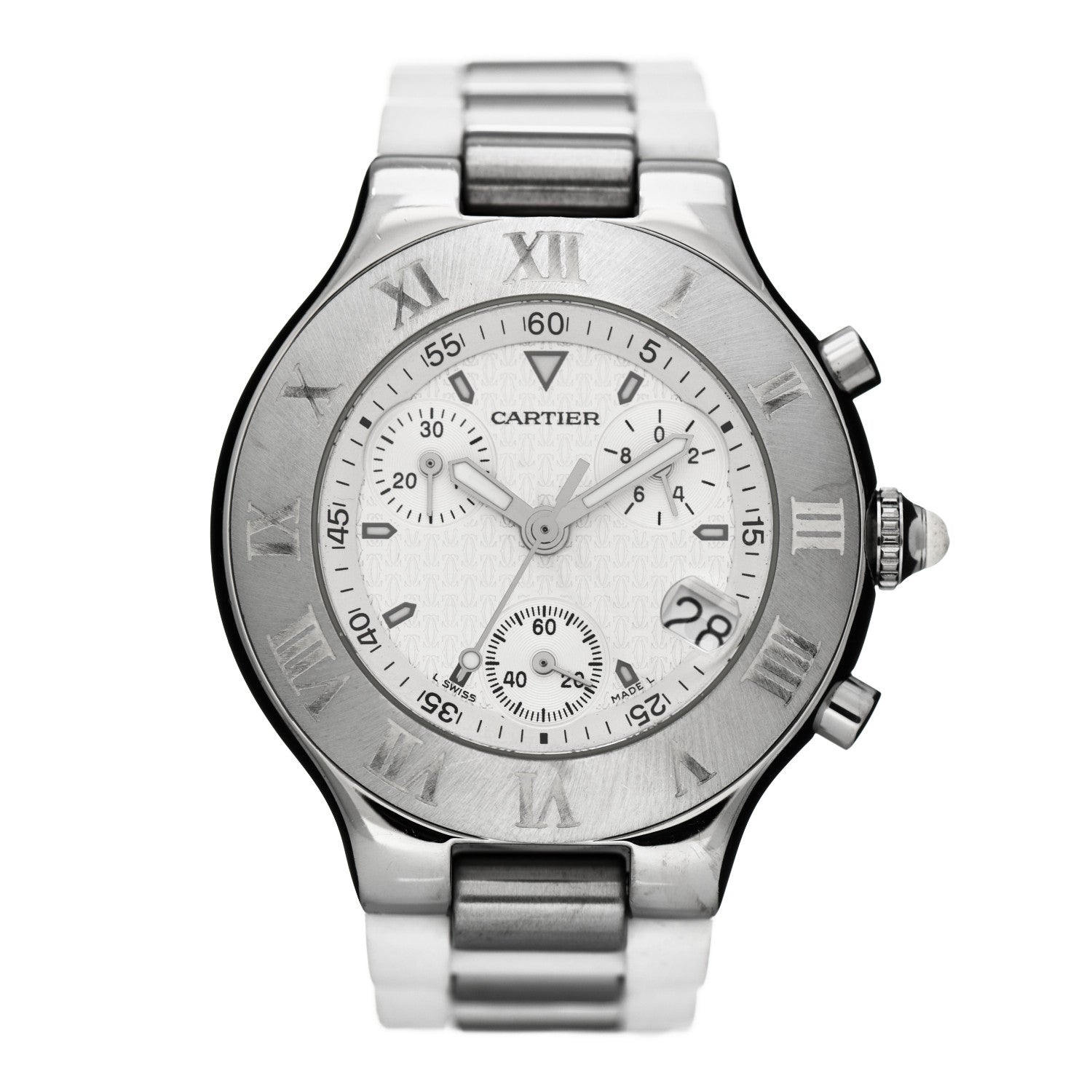 Cartier Stainless Steel Rubber 38mm Must 21 Chronoscaph Quartz Watch 1 of 5
