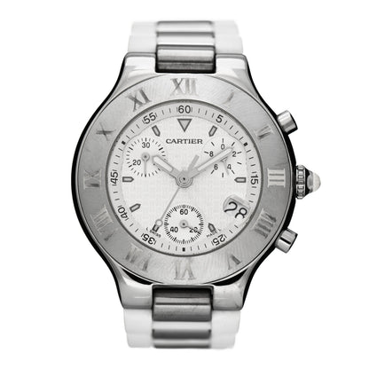 Cartier Stainless Steel Rubber 38mm Must 21 Chronoscaph Quartz Watch 1 of 5