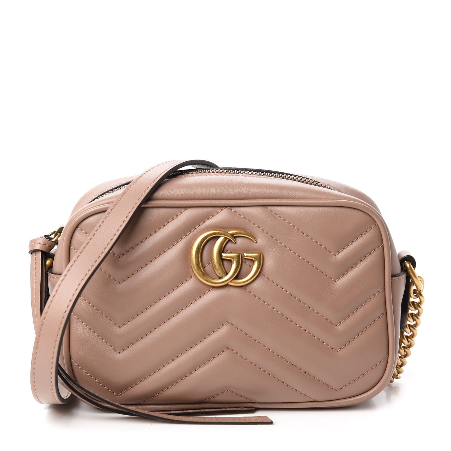 Calfskin Matelasse Mini GG Marmont Chain Shoulder Bag Porcelain Rose