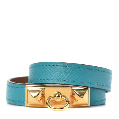 Hermes Epsom Rivale Double Tour Bracelet XS Bleu Paon 1 of 5