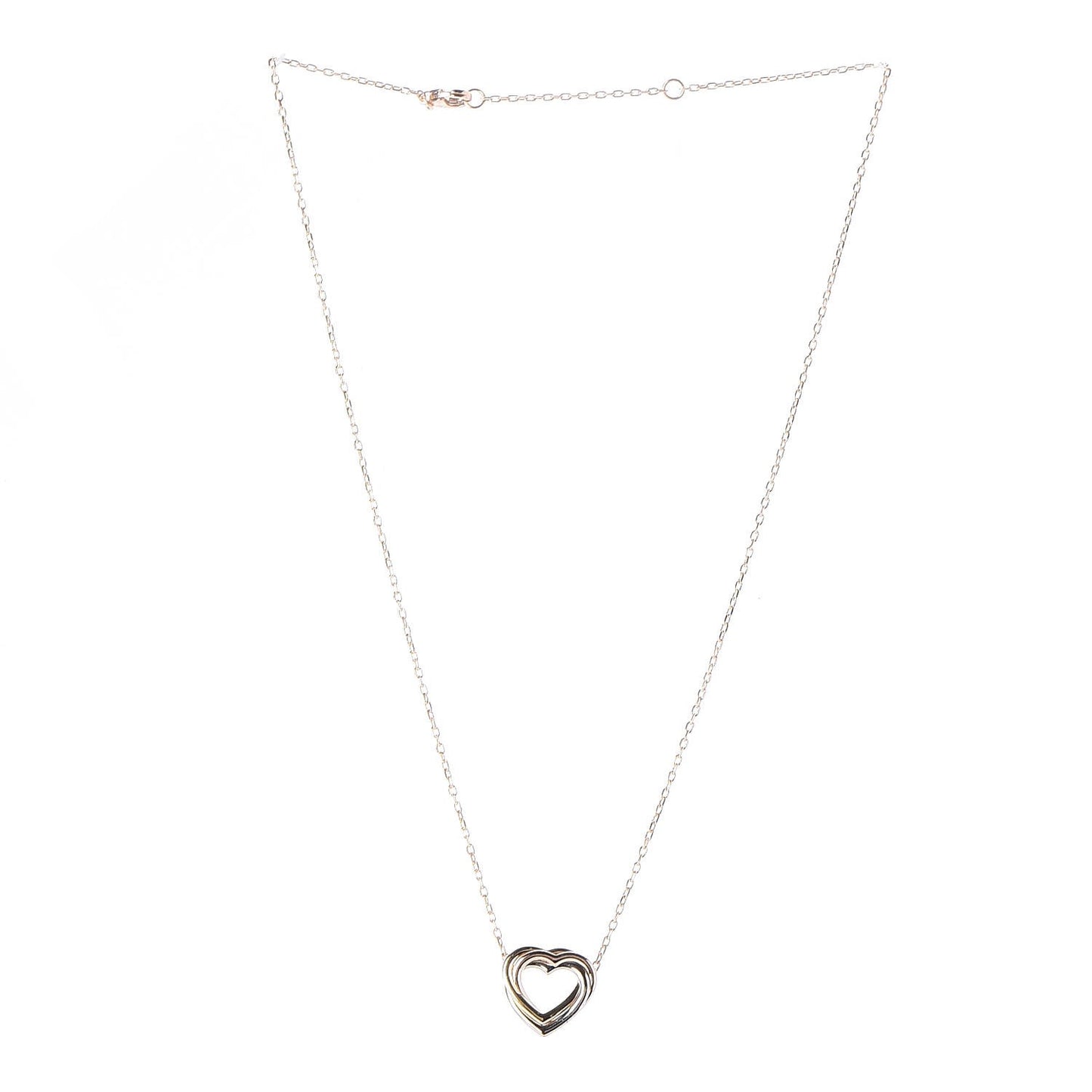 18K Pink Yellow White Gold Trinity Heart Necklace