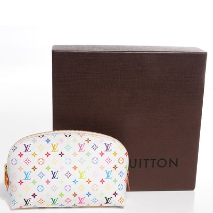 Louis Vuitton Monogram Multicolor Cosmetic Pouch White Litchi 5 of 8