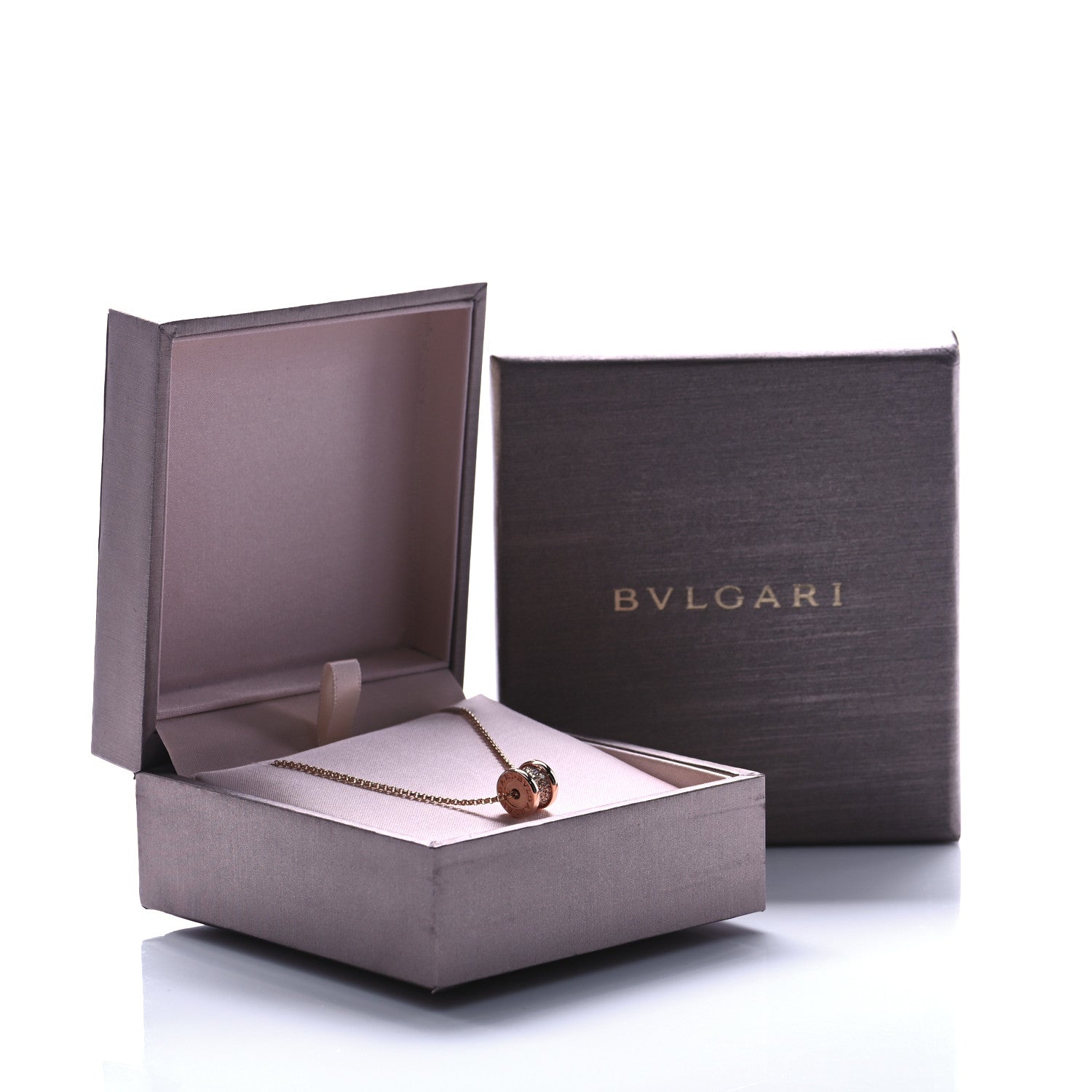 Bulgari 18K Rose Gold Diamond Small B.Zero1 Pave Pendant Necklace 8 of 8