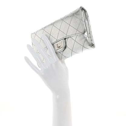 Chanel Metallic Aged Calfskin Quilted Reissue Long Flap Wallet Light Silver 2 of 8