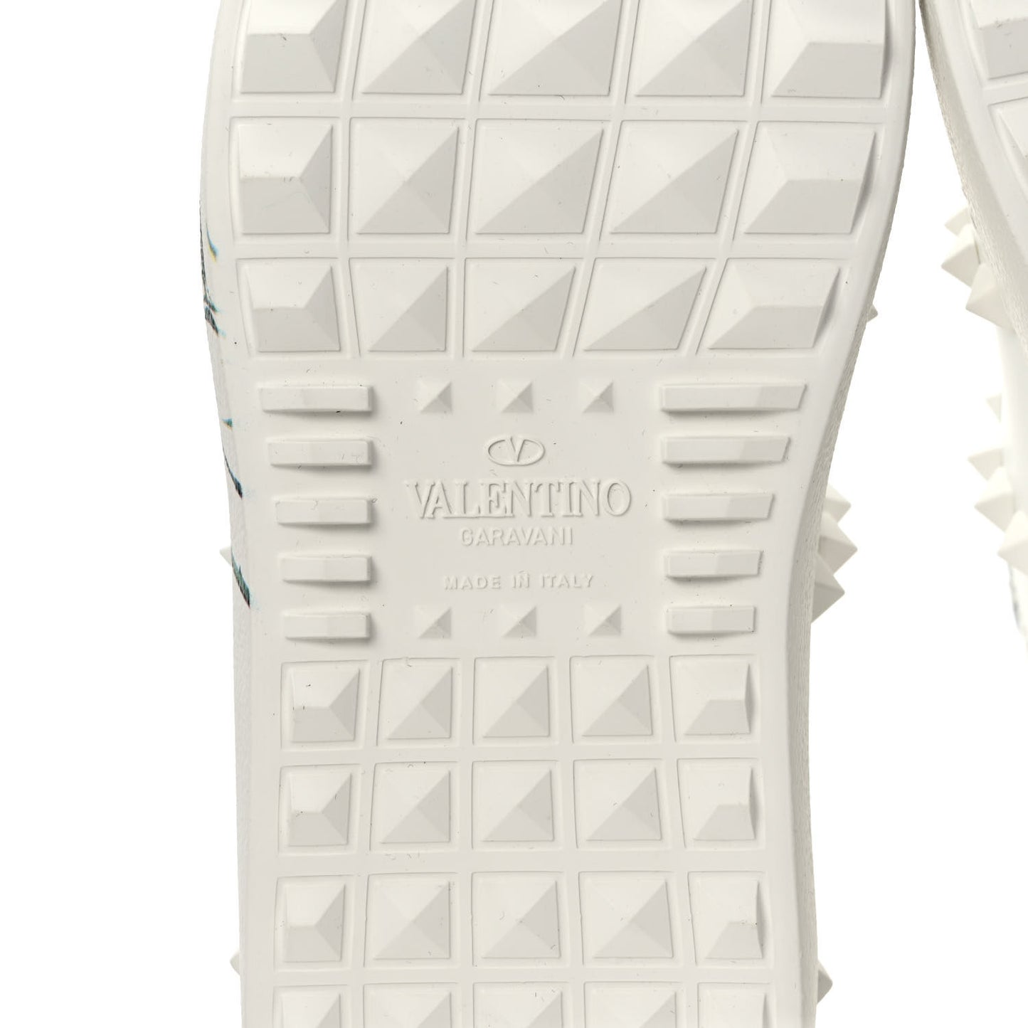 Calfskin Womens Floral Print Rockstud Sneakers 35.5 White