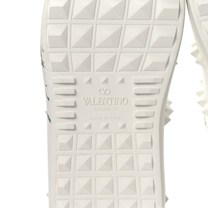 Valentino Garavani Calfskin Womens Floral Print Rockstud Sneakers 35.5 White 6 of 9
