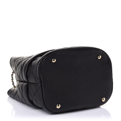 Chanel Caviar Quilted Rolled Up Bucket Drawstring Bag Black 4 of 12