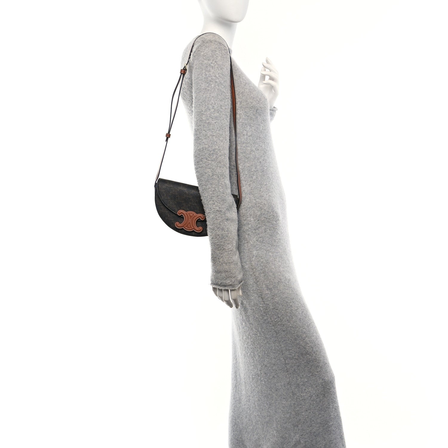 Celine Calfskin Triomphe Canvas Besace Tan 2 of 10
