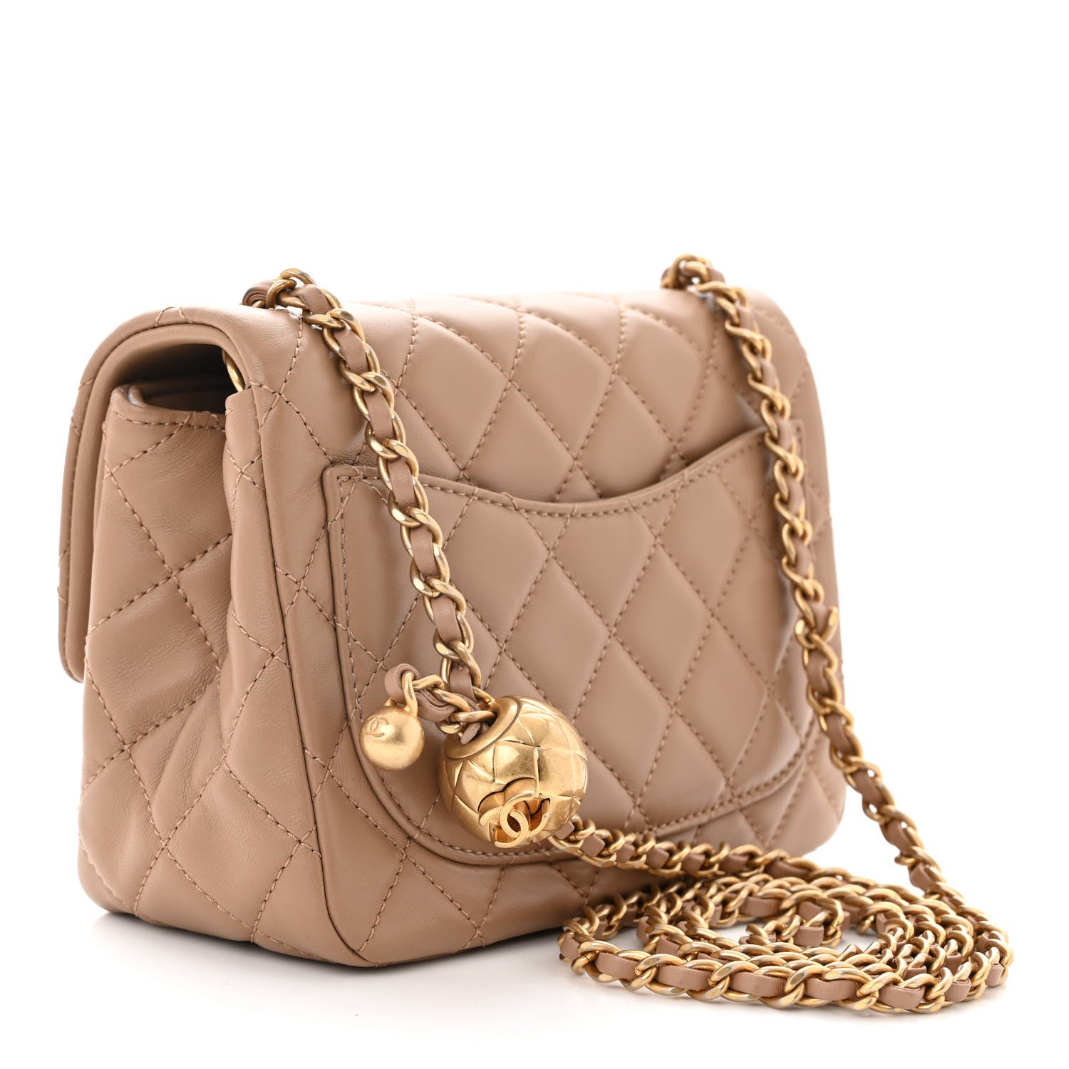 Chanel Lambskin Quilted Mini Pearl Crush Flap Dark Beige 3 of 11