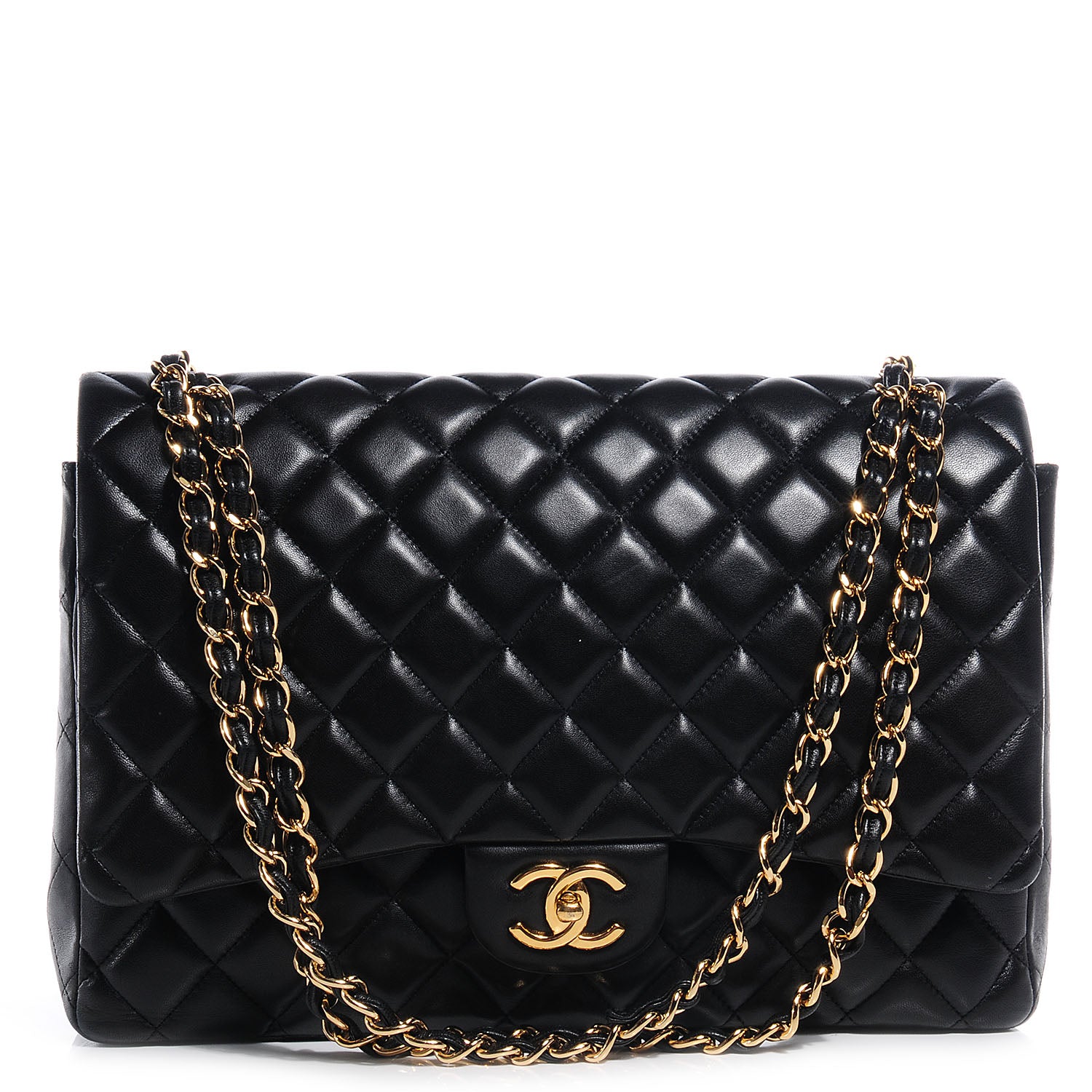 Chanel Lambskin Quilted Maxi Double Flap Black 1 of 8