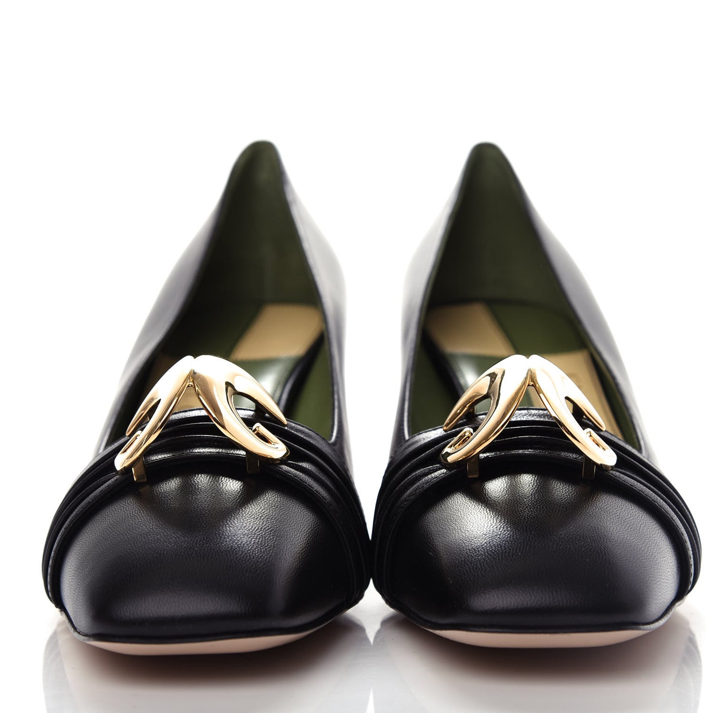 Malaga Kid Half Moon GG Square Toe Pumps 38.5 Black