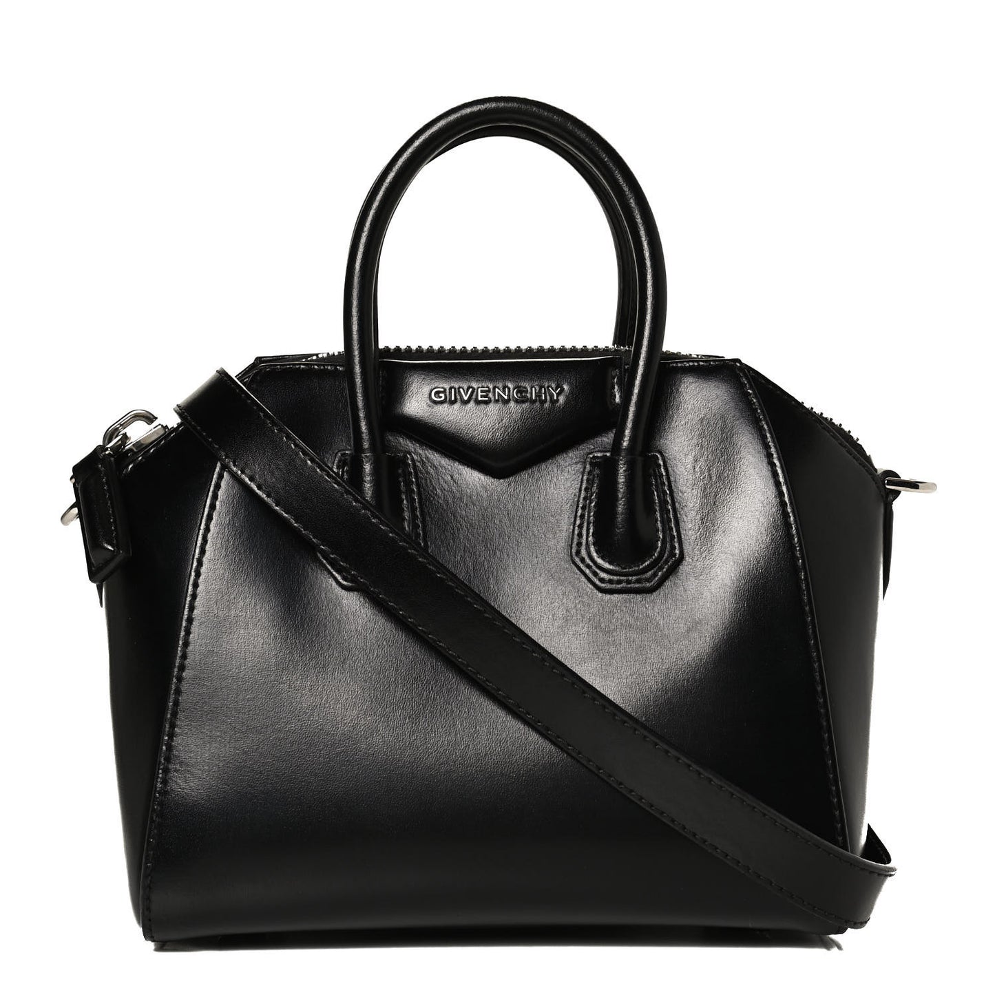 Shiny Lord Calfskin Mini Antigona Black