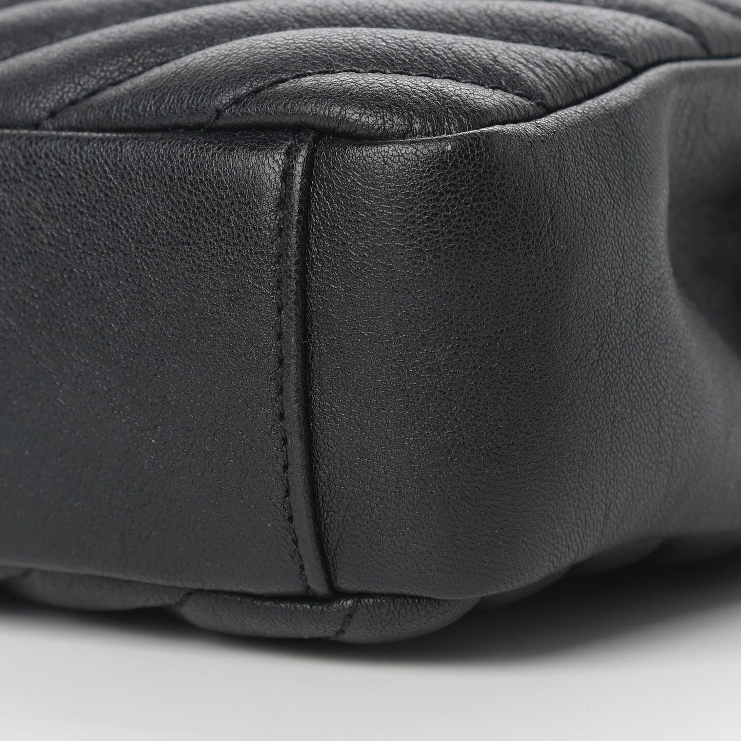 Sheepskin Matelasse Chevron Monogram Medium College Bag Black