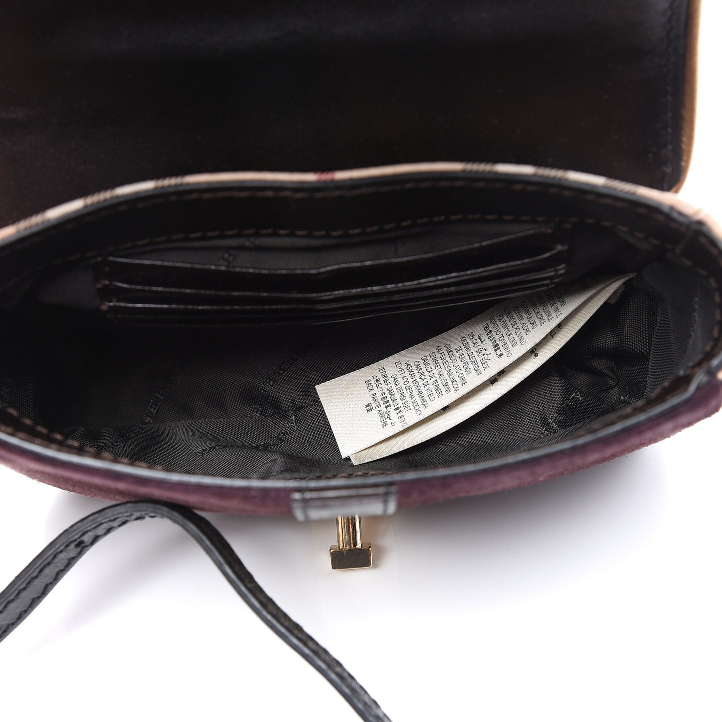 Haymarket Check Suede Mini Berkeley Crossbody Burgundy