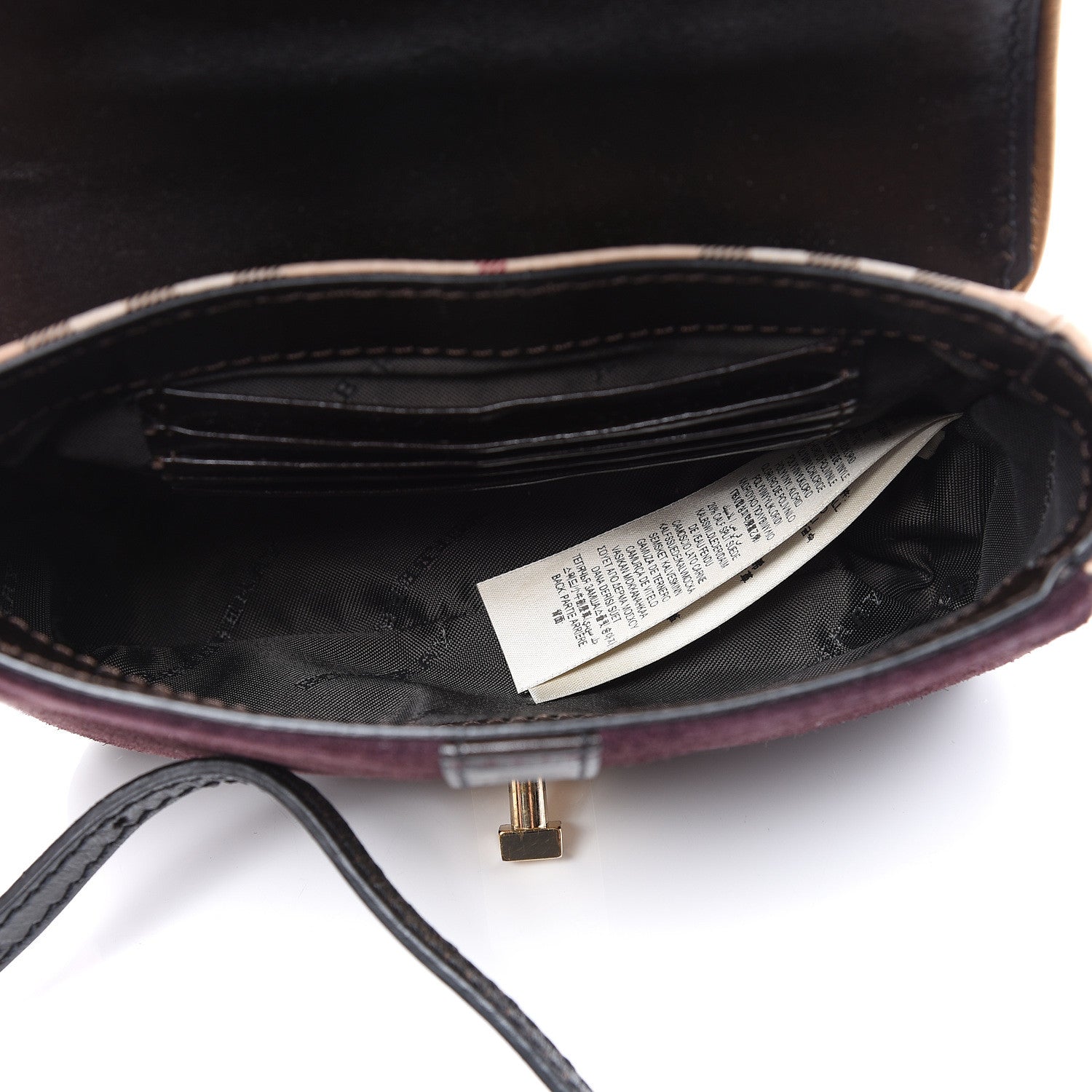 Burberry Haymarket Check Suede Mini Berkeley Crossbody Burgundy 4 of 8