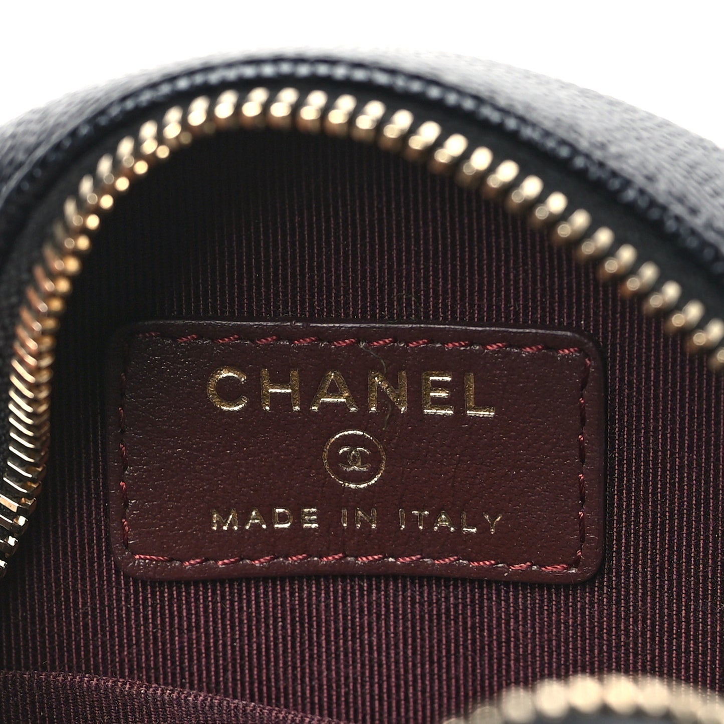 Caviar Quilted Small Round Bag With Chain Black