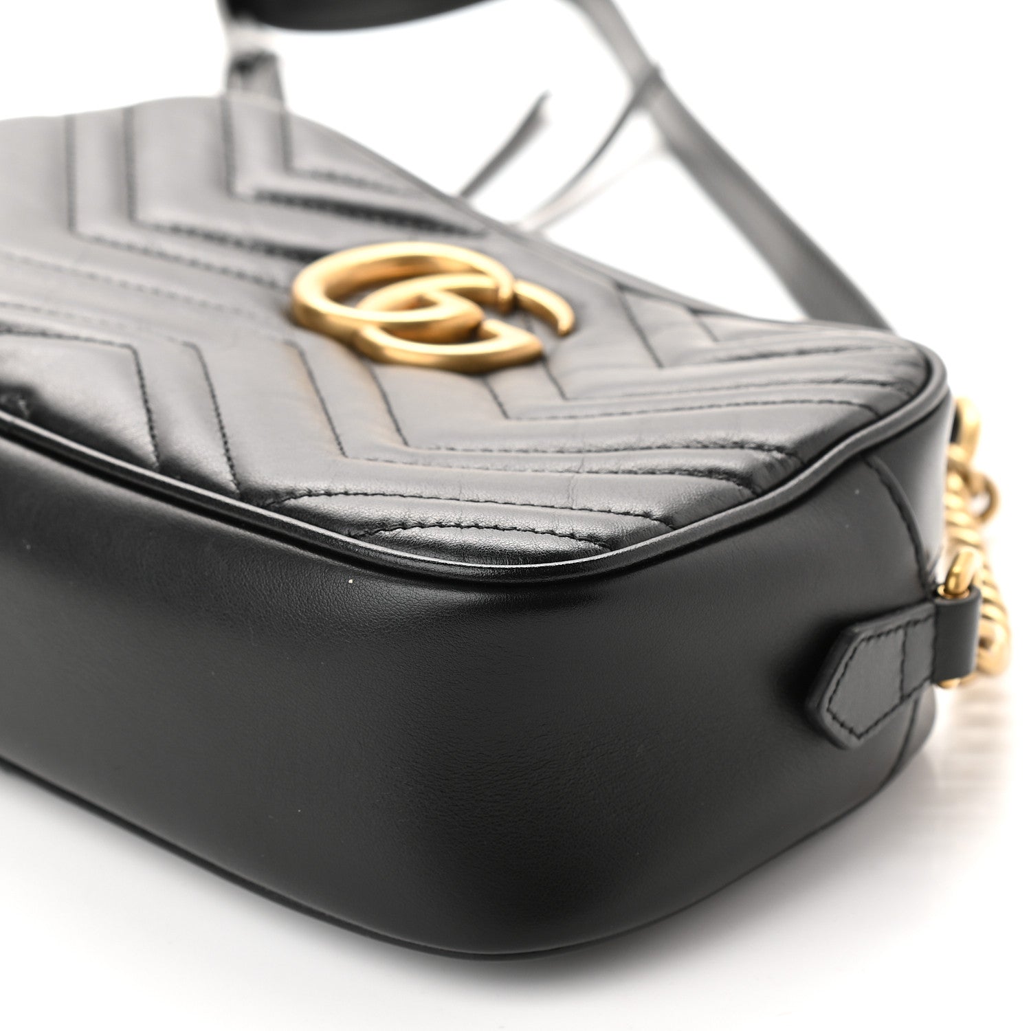 Gucci Calfskin Matelasse Small GG Marmont Chain Shoulder Bag Black 9 of 9