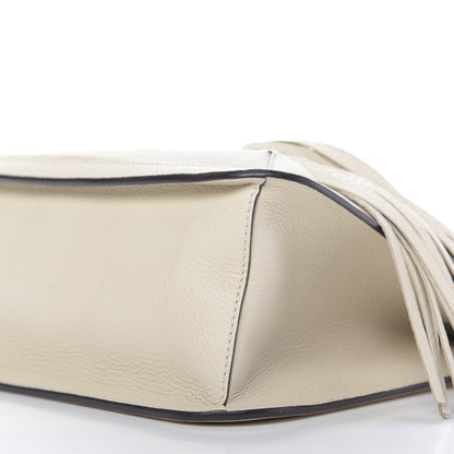 Gucci Pebbled Calfskin Medium Bamboo Daily Flap Shoulder Bag Mystic White 7 of 8