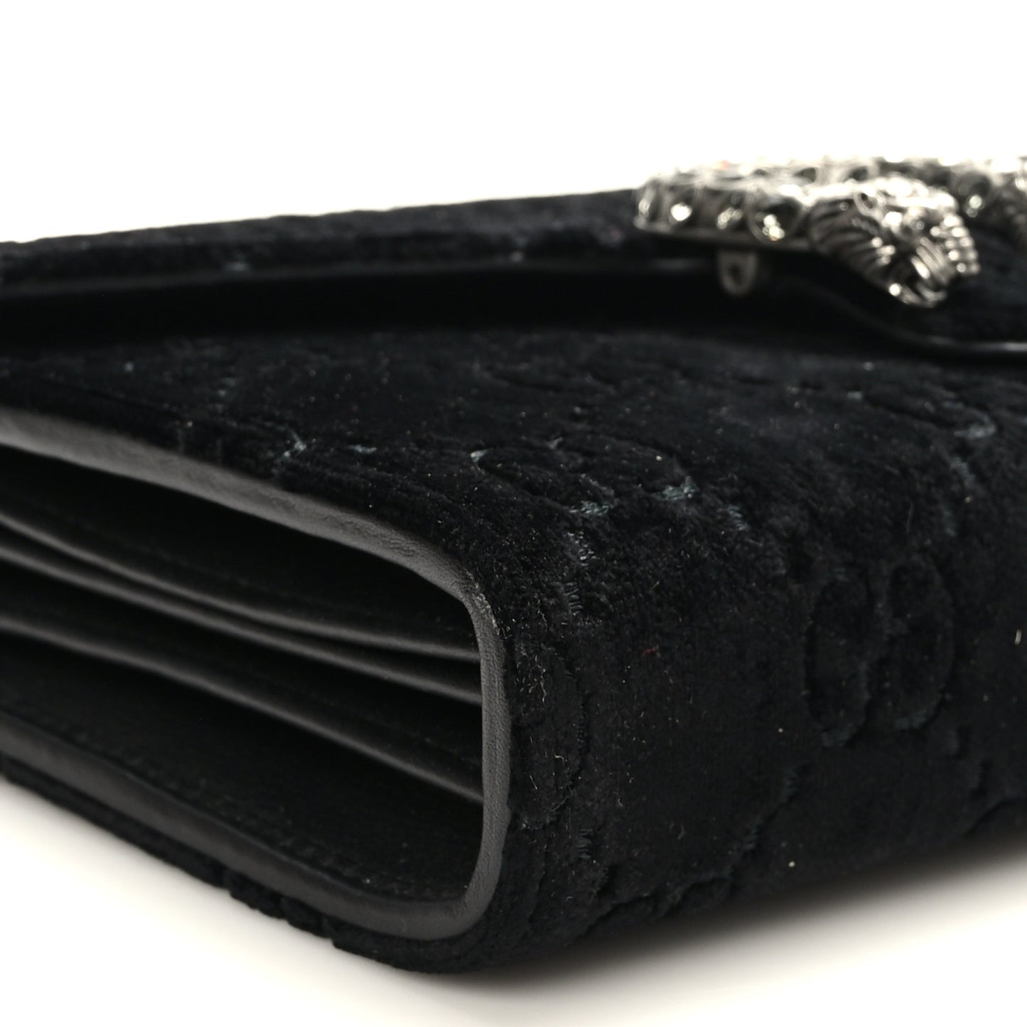 Velvet GG Monogram Mini Dionysus Chain Wallet Black