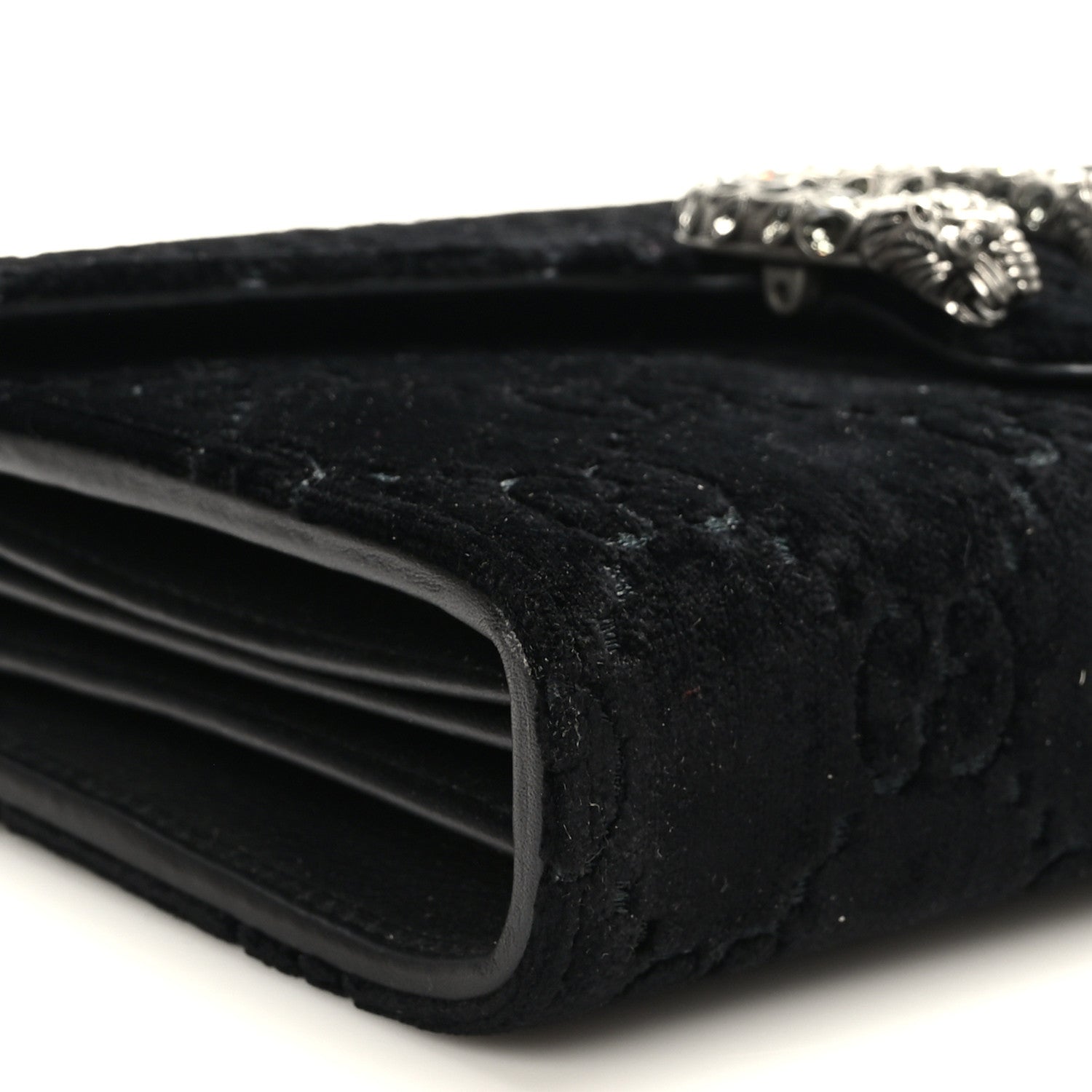 Gucci Velvet GG Monogram Mini Dionysus Chain Wallet Black 8 of 10