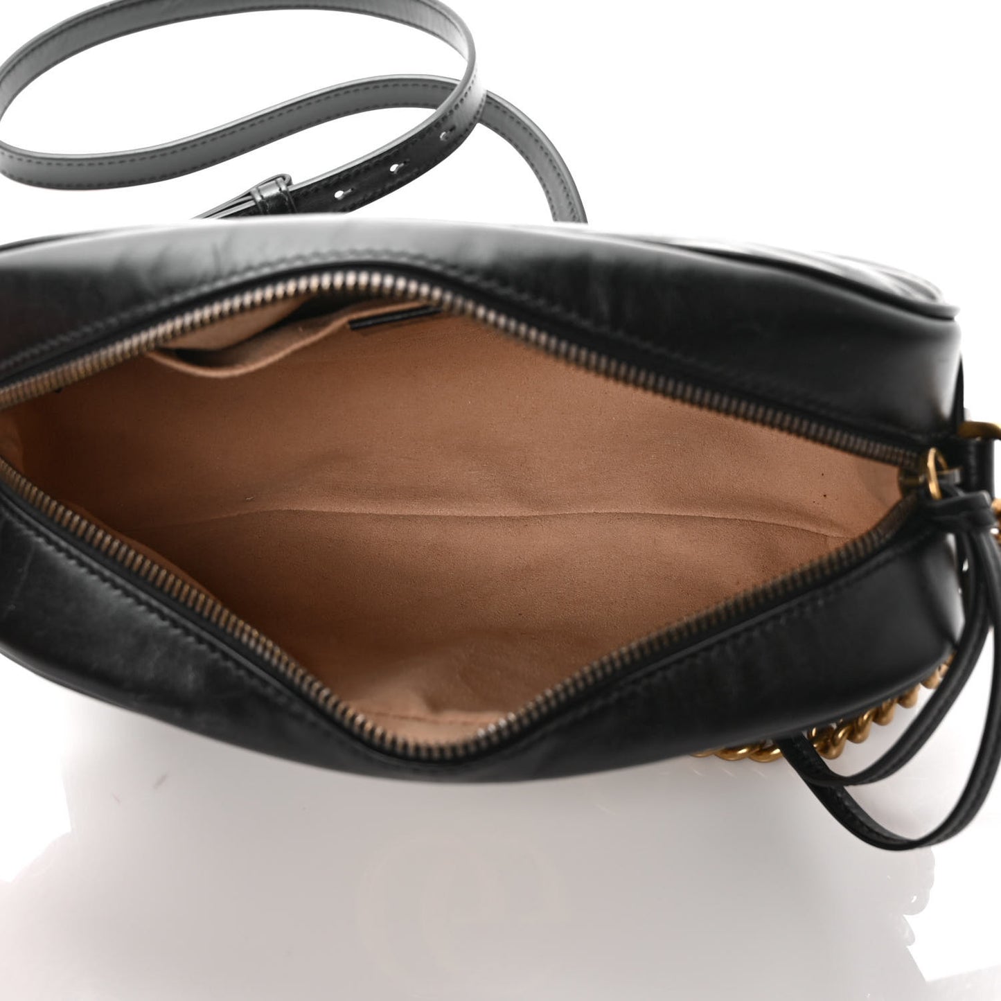 Calfskin Matelasse Small GG Marmont Chain Shoulder Bag Black