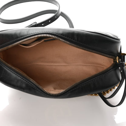 Gucci Calfskin Matelasse Small GG Marmont Chain Shoulder Bag Black 5 of 9