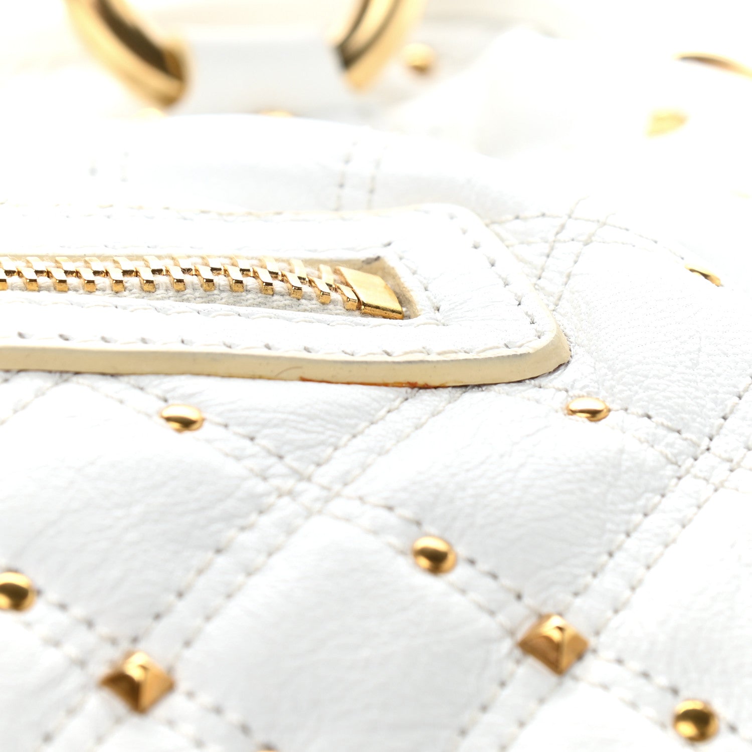 Marc Jacobs Calfskin Quilted Studded Stam White 11 of 11